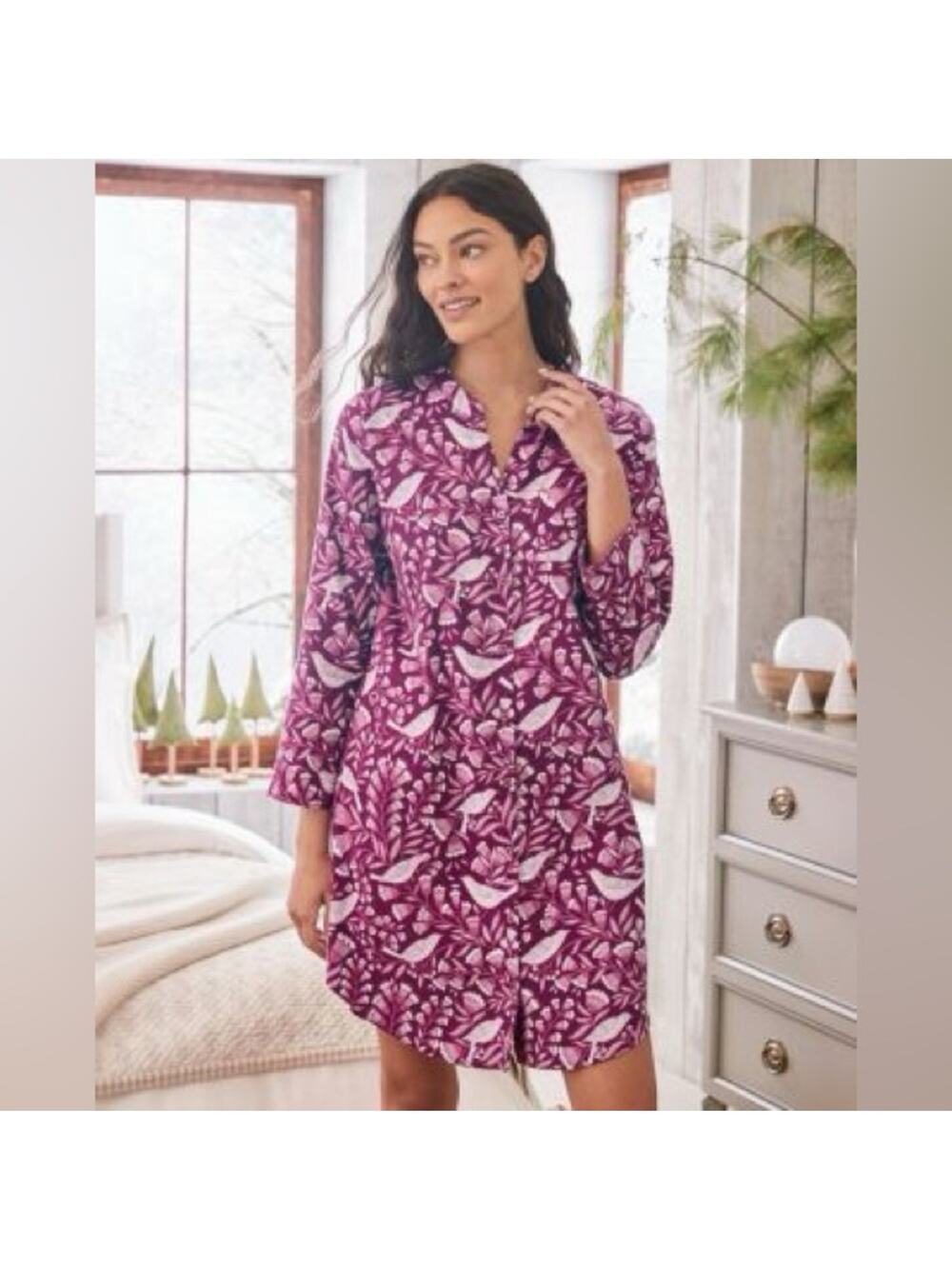 Garnet Hill Organic-Pima-Cotton Flannel Sleepshirt